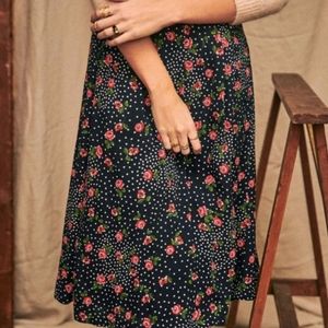 Sezane Nelly Navy Dots With Flowers